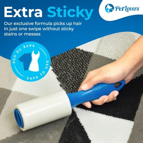 Image of PetLovers Extra Sticky Lint Roller Value Set 240 Sheets for Pet Hair Removal Dog and Cat Lint Remover 4 Pack (2 Rolls - 2 Refills)