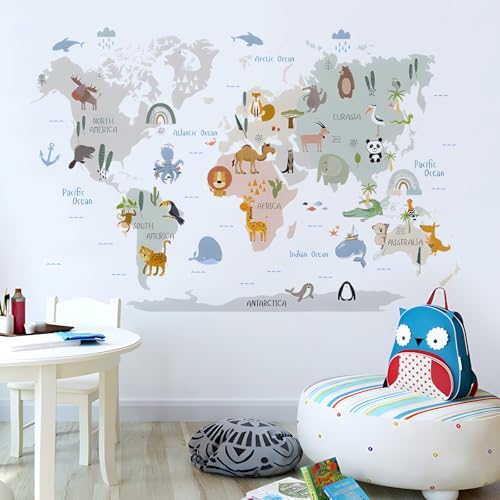 Vinilo Decorativo Mapa Animal Mundo para Pared miniatura 5