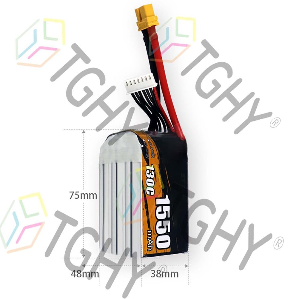 TGHY Batteria Lipo 6S 22,2 V 1550 mAh Batterie al Litio per droni 130 C per droni/Aerei Modello/Altoparlanti mobili da 37,2 W e Inferiori, Accessorio di Ricambio