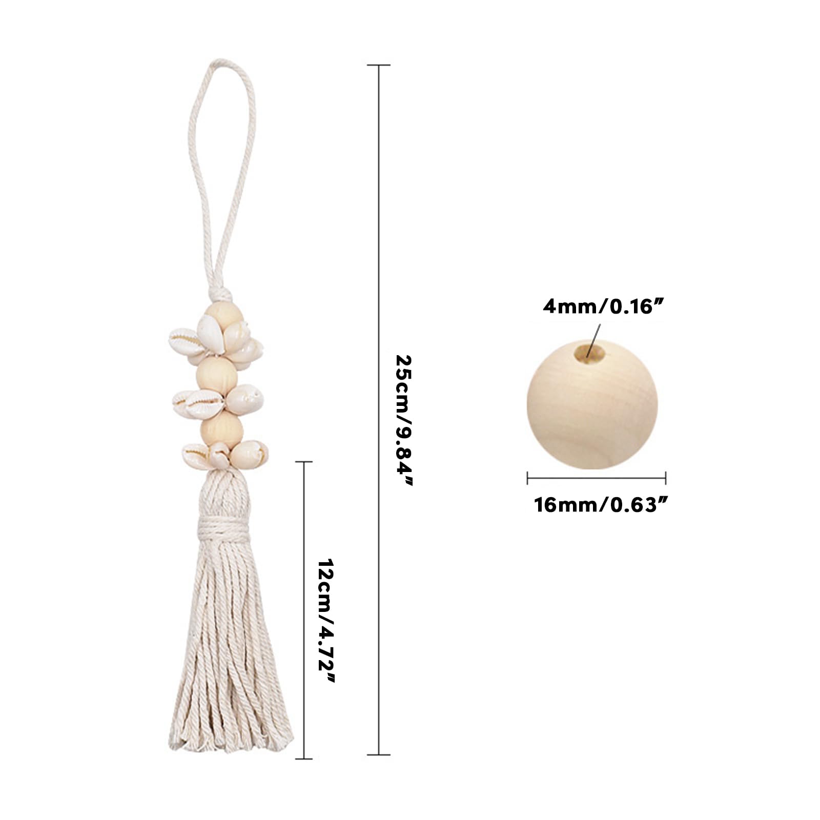 Collana Lunga Donna Con Perline Di Legno E Ciondolo A Nappa: Accessorio Etnico, Turchese E Beige, Ideale Per Estate