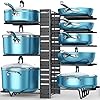 ORDORA Pots and Pans Organizer for Cabinet, 8 Tier Pot Rack with 3 DIY Methods, Adjustable Pan Organizer Rack for…