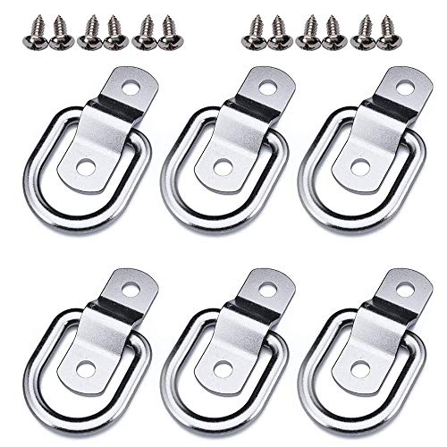 TIANTI 6 Piezas Acero Galvanizado Anillos, Anillos de Amarre para Remolques, Anillos de Amarre Inoxidable D Anillo, con Tornillos, para Cargas en Barcos, Remolques, Camiones, Montaje en Suelo, etc Cover