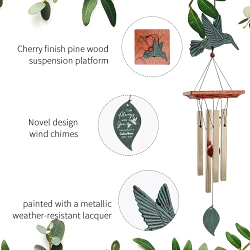 Image of ASTARIN Memorial Custom Wind Chimes for Loss of Loved One, Wind Chimes for Patio Yard Decor, 24'' (Condolences-4)