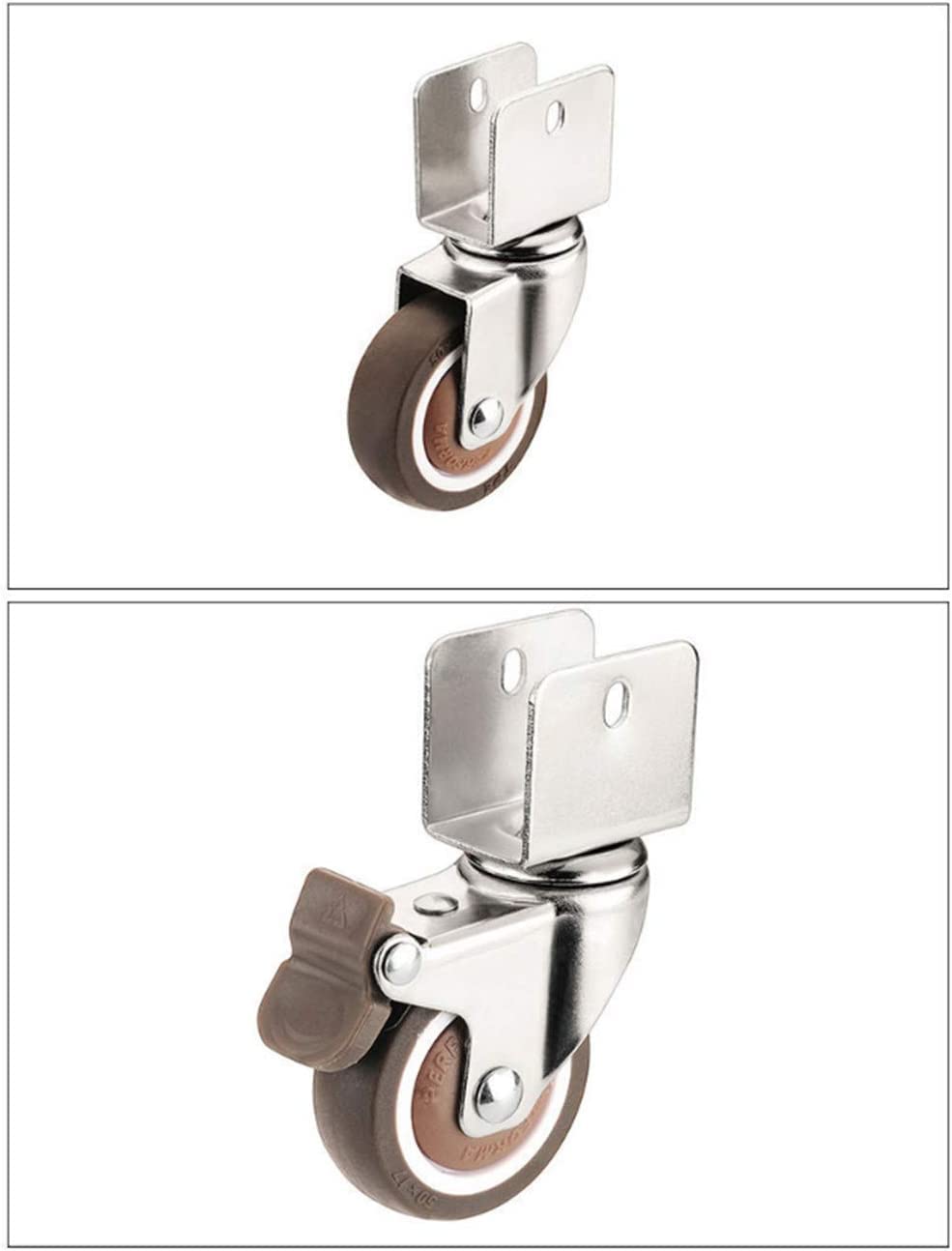 Wentylatory, Obrotowe Gumowe Kółka Do Łóżeczek Dziecięcych, Ze Wspornikiem Typu U, Meble 2 Cale 50 Mm(4brake,20MM U Bracket)