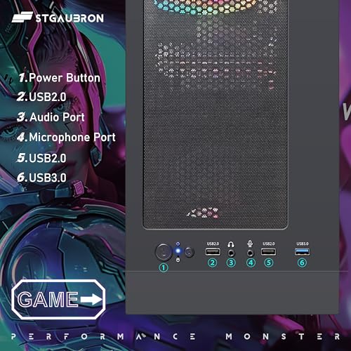 Image of STGAubron Gaming PC Computer Desktop, Radeon RX 560 4G, Intel Core I3-10105F 3.7 up to 4.4G, 16G DDR4, 512G SSD, 600M WiFi, BT 5.0, RGB Fan x 4, RGB Mouse Pad, Windows 11 Home