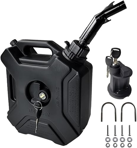 Bidón de gasolina para motocicleta, UTV con soporte, lata de combustible negro de 1.3 galones, resistente a la temperatura, antiestático, compatible