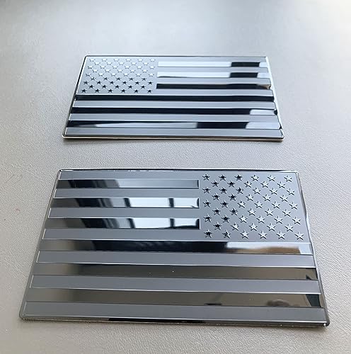 Image of 2Pcs Metal US America Flag Car Decal Stickers,US Flag Decal for Cars Trucks SUV Boats Bumper Window Fender Patriotic Badges