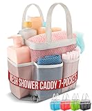 7 Pocket Shower Caddy Tote, Grey - Keep your shower essentials within easy reach. Shower caddies are perfect for college dorms, gym, shower, swimming and travel. Mesh allows water to drain easily.