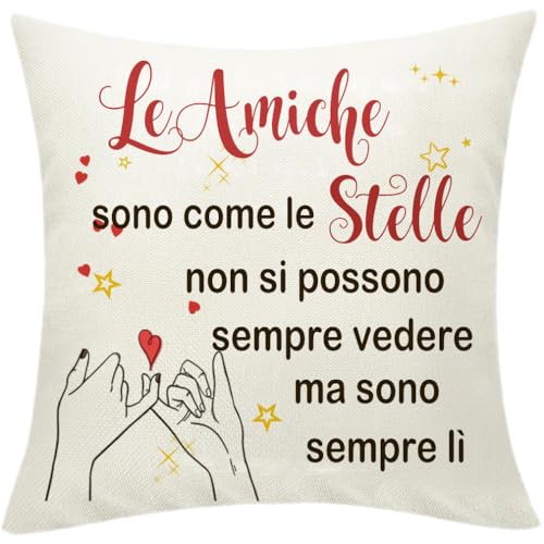 Regalo Amica Federe Cuscini Decorative per Cuscini, 45 x 45 cm, Divertenti Regalo Migliore Amica Compleanno Regalo Per Amica Regalo Amica Speciale Divertente Regali Amica Natale Amicizia Regali