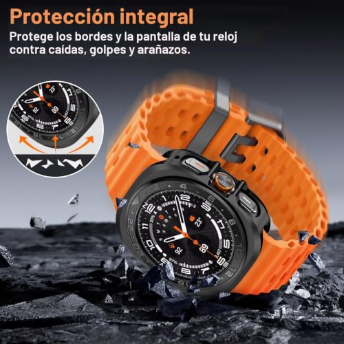 Funda para Galaxy Watch Ultra protector pantalla carcasa negra 47mm 5