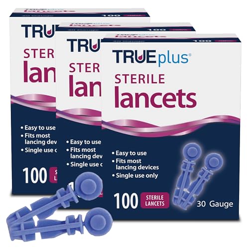 TRUEplus Single-Use Safety Lancets Bundle - 300 Blood Lancets (Sterile 30g 4 cm) TRUEplus Log Book