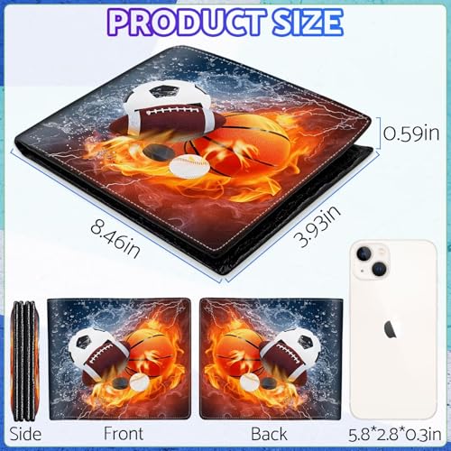 Image of Boys Wallet for Kids, Cool Kids Wallet for Boys Ages 8-10 9-12 11-15, Funny Balls Leather Bifold Rfid Blocking, Coin Pocket Id Window for Teen Men Youth Guys Birthday Christmas Gifts