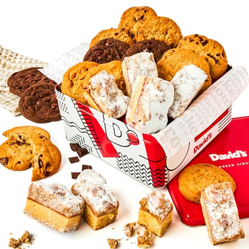 David’s Cookies Gourmet Assorted Cookies and Brownies Gift Basket - 12 x 1.5oz fresh baked cookies and 10 x 2oz individually wrapped brownies - Great for Sharing, Ideal Gift for All Special Occasions