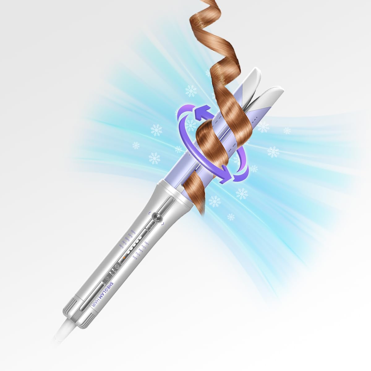 SHEGLAM 32mm Rizador Automático One Touch con Aire Frío – Rizos de Larga Duración para Estilos Bounce u Ondulados, Bajo Riesgo de Quemaduras, Calentamiento Rápido para Cabello de Medio a Largo (32mm)