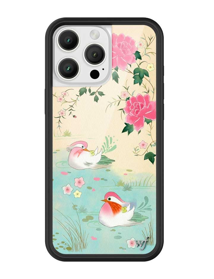 Image of Wildflower Cases - Compatible with iPhone 16 Pro Max | Protective Black Bumper, 6.5ft Drop Test Certified, Women Owned Small Business | Floral Birds Pretty Aesthetic | Lovers Lagoon