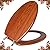 Elongated Toilet Seat Molded Wood Toilet Seat with Zinc Alloy Hinges, Easy to Install also Easy to Clean, Anti-pinch Wooden Toilet Seat by Angol Shiold (Elongated, Brownish Yellow)