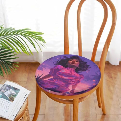 Coussin de chaise rond en mousse à mémoire de forme violet et rose - 6