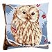 Produktbild Vervaco Kreuzstich Stickpackungen Kissen Stickerei Set Anfänger Vorgedruckt Wintereule DIY Set Kreativ Set Für Erwachsene Dekoratives Kissen ca. 40 x 40 cm Bastelset Handwerker Haus Dekoration
