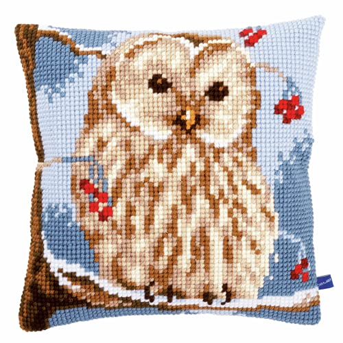Coussin point de croix hibou d'hiver Vervaco à offrir aux passionnés