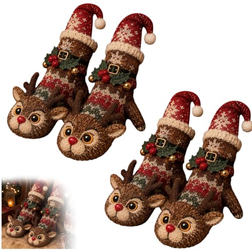 Christmas 3D Animal Socks for Adult Kids Cute Plush Fuzzy Novelty Xmas Gift - image 8