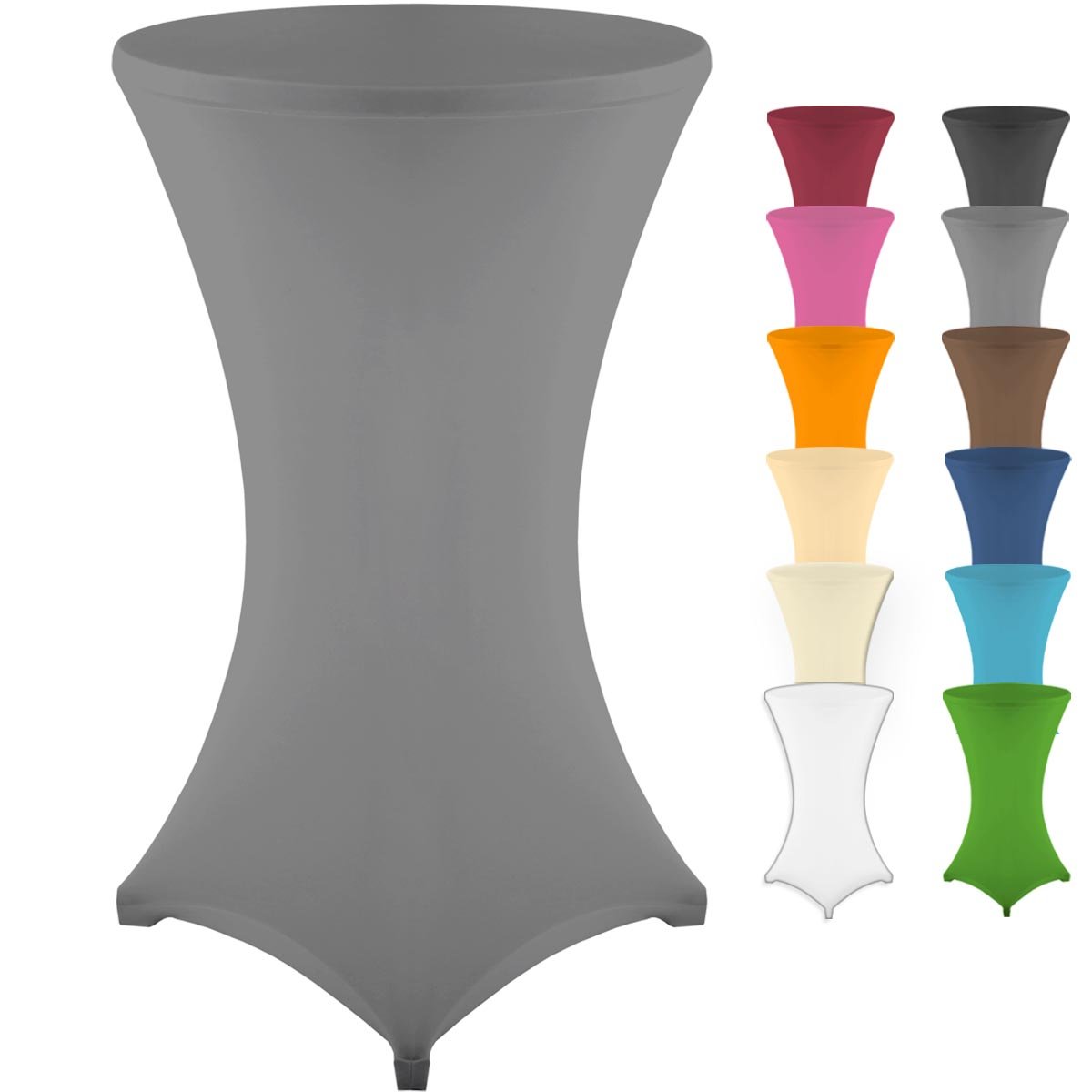 Gräfenstayn® Stretch Stehtischhusse Diana mit Öko-Tex Siegel, Verstärkung im Fußbereich, 40°C Maschinenwäsche in vielen Farben und Größen Ø60-65cm / Ø70-75cm / Ø80-85cm (Anthrazit, Ø70-75cm)