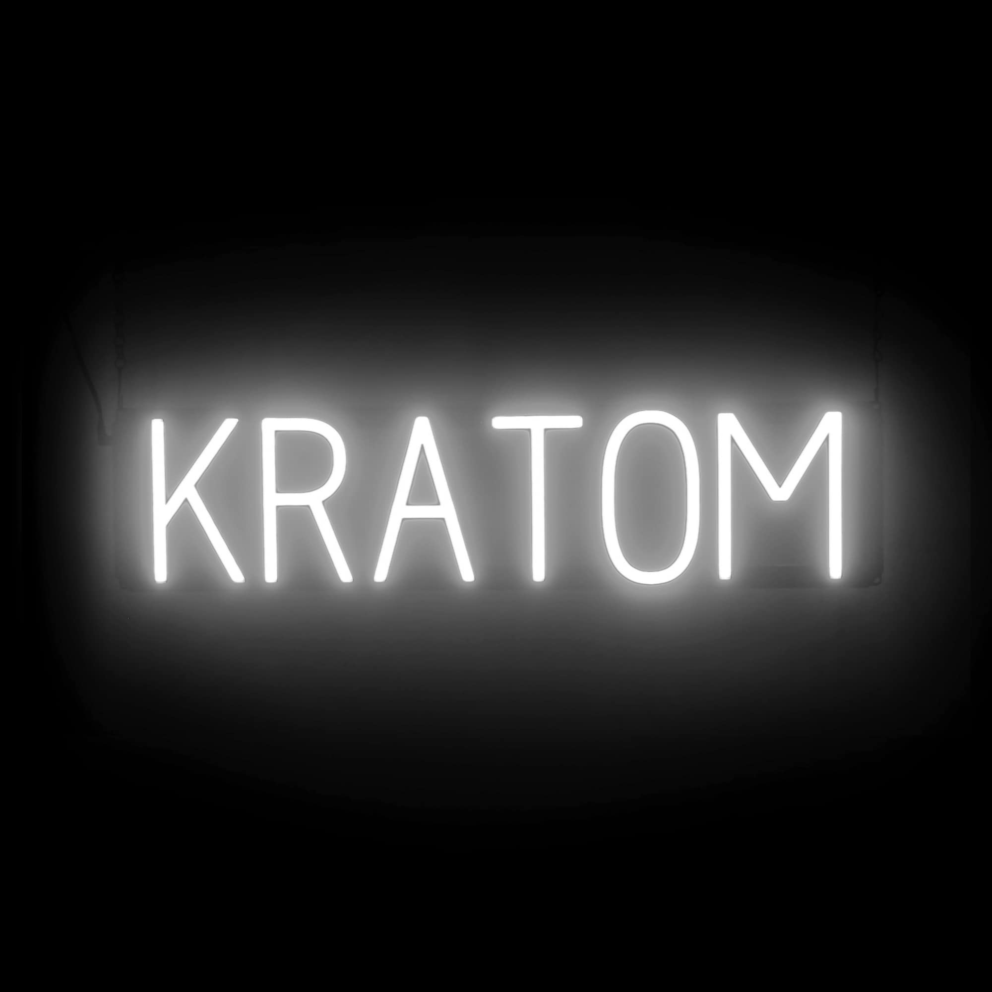SpellBrite LED Neon KRATOM Sign for Business - White, 26" x 6"