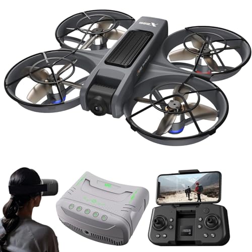 FPV Drone with Camera and VR Glasses, Brushless Motor Optical Flow Cool LED Lights Drones Dual Camera Switch RC Quadcopter 2 Batteries VR Drones for Beginners Adults X226 Drone