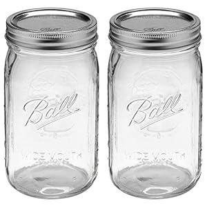 Ball Wide Mouth 32-Ounces Quart Mason Jars with Lids and Bands, Set of 2