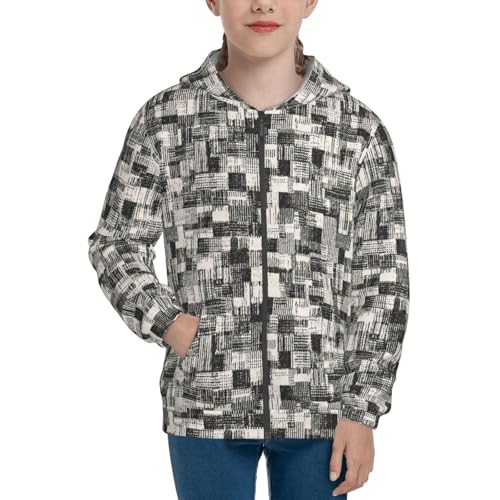Abstract Brushed Texture Kids Pullover Hoodies Boys Zip Up Sweatshirts Girls Athletic Clothes with Pocket3