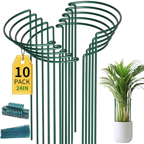 TCBWFY 10 Pack Plant Support Stakes for Peony,10'Widex24'High Heavy Duty 4.5mm Peony Cages and...
