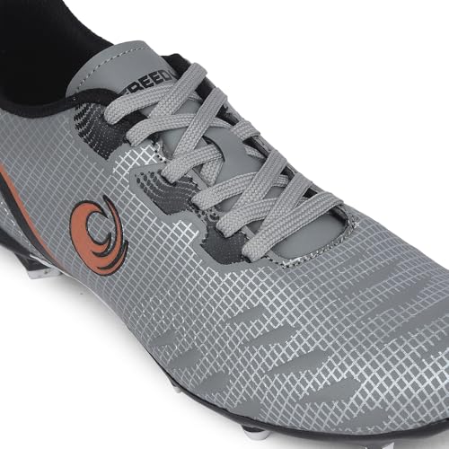 Image of Liberty Freedom Joga Sports Lacing Football and Soccer Shoes for Men - Grey & Black | High Grip, Quick-Wear Elastic Laces | Comfortable, Lightweight and Athletic Footwear | Hard Grassy Ground Surfaces