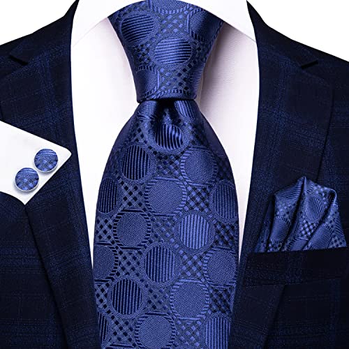 Image of Hi-Tie Men's Tie Lapel Pin Set Pocket Square Cufflinks Formal Woven Silk Tie Sets Wedding Party