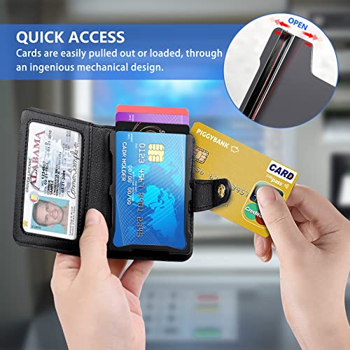 nuoku Mens Wallet, Credit Card Holder for Men, Bifold RFID Blocking Aluminum Slim Wallet for Men with Cash Strap (Black)4