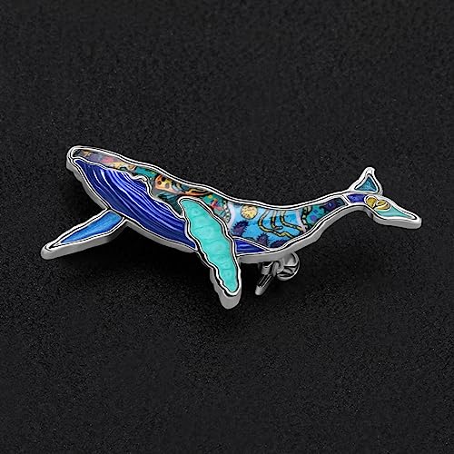 Image of Enamel Shark Brooch Pins Summer Jewelry Zinc Alloy Whale Dolphin Ocean Animals Brooches for Women Girls Gifts Scarf Pin Charms