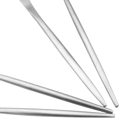 Miniatura 10 de Gugrida Cuchara plateada de diseño moderno, 6 piezas de acero inoxidable 304 mate de mango largo de 7.9 pulgadas, juego de cubiertos de campamento,