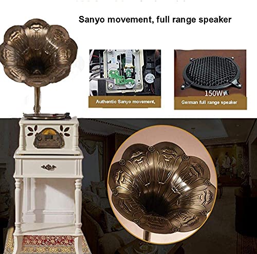 Tourne-disque, tourne-disque gramophone rétro haut-parleur Bluetooth vintage phonographe en bois corne de cuivre avec (phonographe vintage) Hello - Les Beatles, Paul McCartney, John Lennon, RIngo Starr, George Harrison Tourne-disque, tourne-disque gramophone rétro haut-parleur Bluetooth vintage phonographe en bois corne de cuivre avec (phonographe vintage) Hello – Image 4