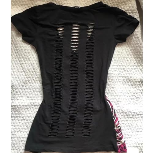 Emo Grunge Top Short Sleeve Y2k Shirts Vintage Streetwear Tops Women 2000s Fashion3