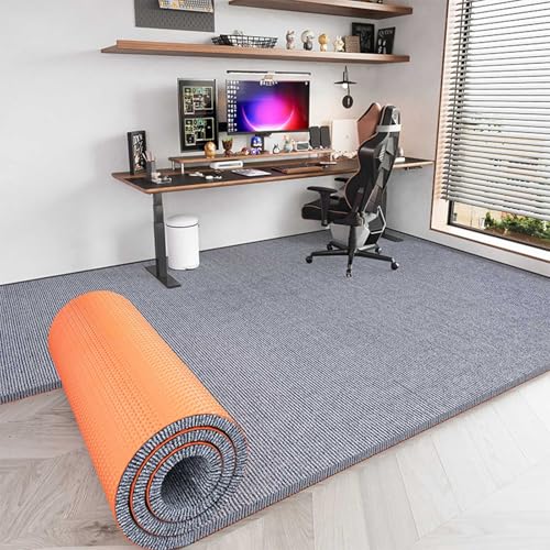 床保護マット チェア カーペット 60x120cm 90x180cm 滑り止め加工 ゲーミングチェアマット 騒音対策 キズ防止 凹み防止 大型デスク足元 カーペット 厚み6mm 無味無臭 抗菌 防カビ フローリング保護 お手入れ簡単(ライトグレー,60x9