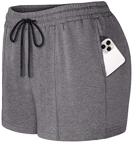 SeSe Code Active Shorts Women, Female Summer Workout Running Athletic Fitness Elasitc Waistband Basketball Walking Stretchable Outdoor Gym Short Light Grey X-Large