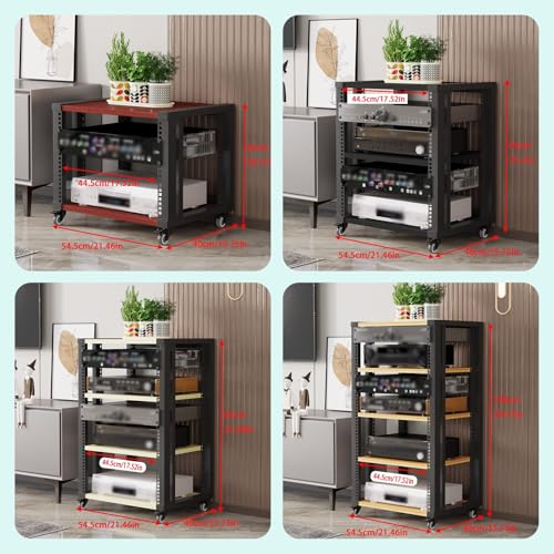 Meuble HiFi à roulettes et support audio à étagères ajustables