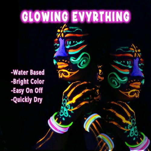 Depvision Glow in the Dark UV Face and Body Paint 6*10ml Neon Blacklight 0.34oz Reactive Fluorescent for Christmas Halloween Party Non-toxic - Image 3