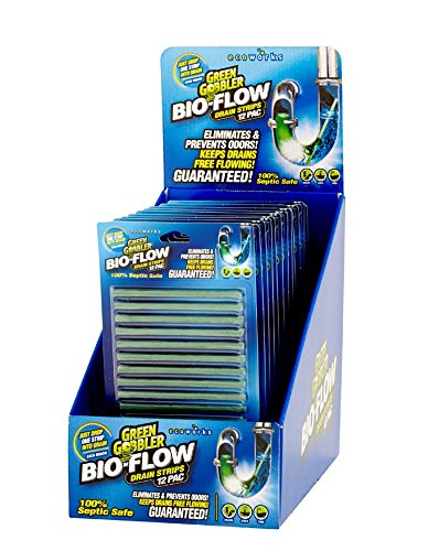 Green Gobbler Lemon Scent Bio Flow Drain Deodorizer Strip, 1.47 Ounces (Pack of 12)