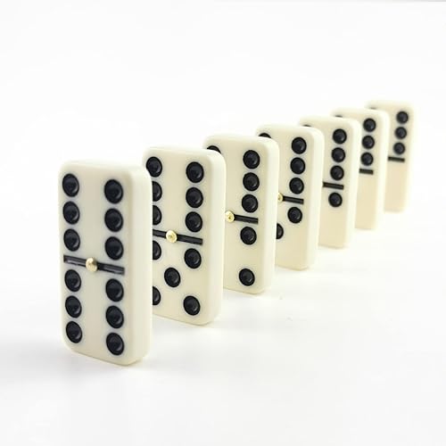 Miniatura 7 de Juego de dominó para adultos - Doble 6 y 28 azulejos con Spinner en estuche de cuero sintético amarillo