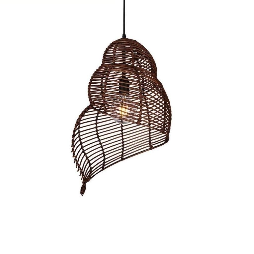 BLOOHK Handwoven Spiral Bamboo Rattan Pendant Light, Japanese Zen Southeast Asian Style Chandelier, Industrial Retro Hanging Lamp for Hallway, Entryway, Lobby Decor(30 * 40cm)