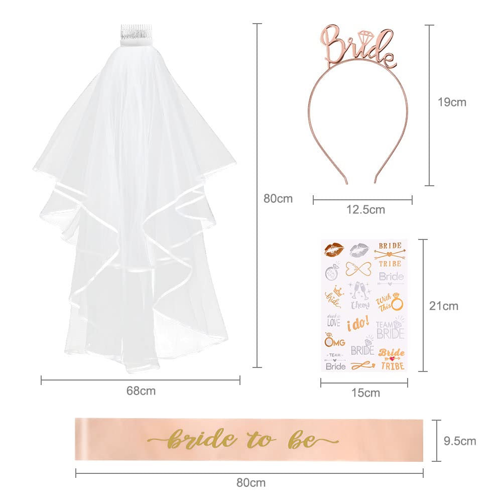 Aomig Bride to Be JGA dekoracyjna szarfa zestaw 4 szt. Team Bride szarfa na wieczór panieński, fotografia ślubna, korona urodzinowa, dla dziewcząt, welon, tiara, wieczór panieński, opaska na czoło w
