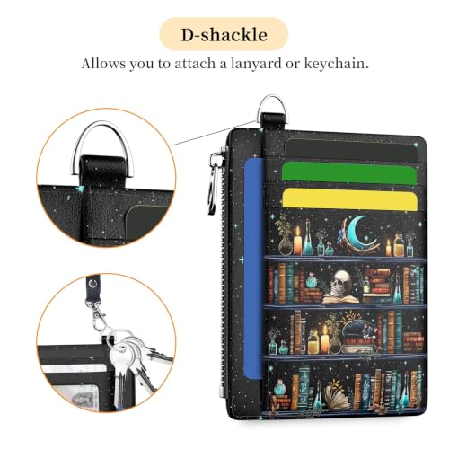 Image of Hancynir Goth Book Skull Small Wallet Women Credit Card Holder RFID Slim