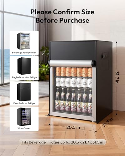 Image of EUHOMY Outdoor Refrigerator Cover, Waterproof and Dustproof Upright Mini Fridge Covers, Freezer Cover for 4.5 Cu.ft Beverage refrigerator fridge (21.3 inch D x 20.5 inch W x 31.7 inch H), Black