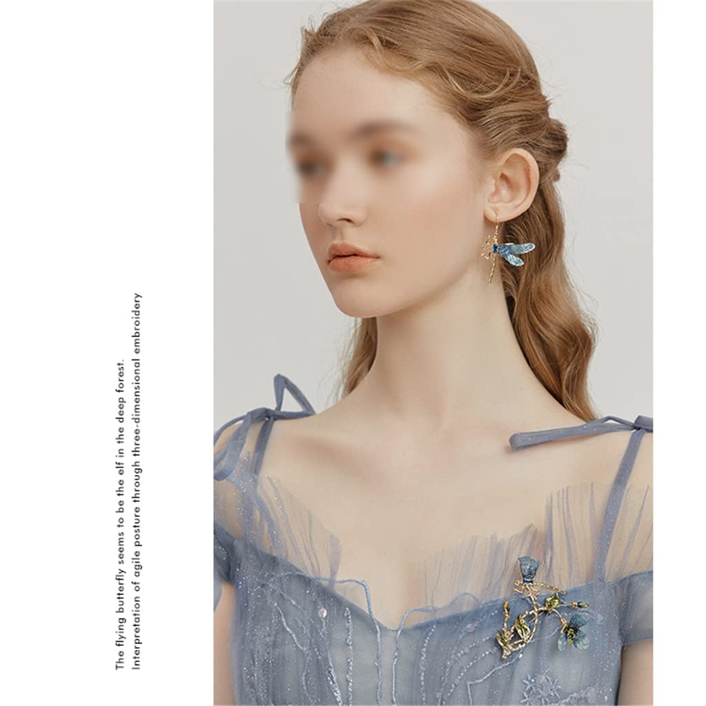 Stickerei Farbverlauf Libelle Blume Romantische Blatt Brosche Brosche Kleid Mantel Pin Zubehör