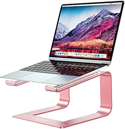 Urmust Laptop Stand for Desk Aluminum Computer Stand for Laptop Riser Holder Notebook Stand Compatible with MacBook Air Pro, Dell, HP, Lenovo Samsung, Alienware All Laptops 11-15.6"(Rose Gold)