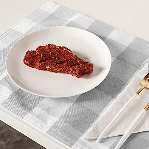 Emma's Buffalo Check Placemats Set Of 4Pcs, Placemats For Dining Table, Kitchen Placemats, Everyday Use(Grey And White Placemats Set) #TOP3